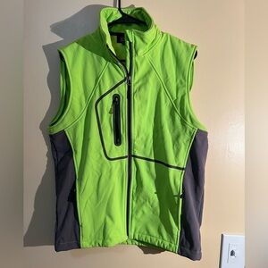 Men’s Alpine Cotton Bright Green Grey Sleeveless Zip Vest Size Medium